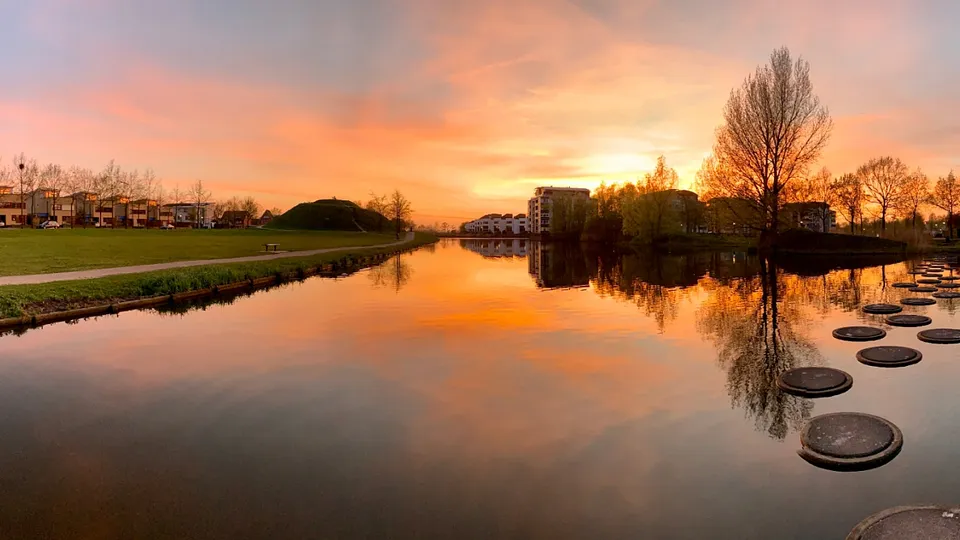 Condos fronting the lake in South Calgary.