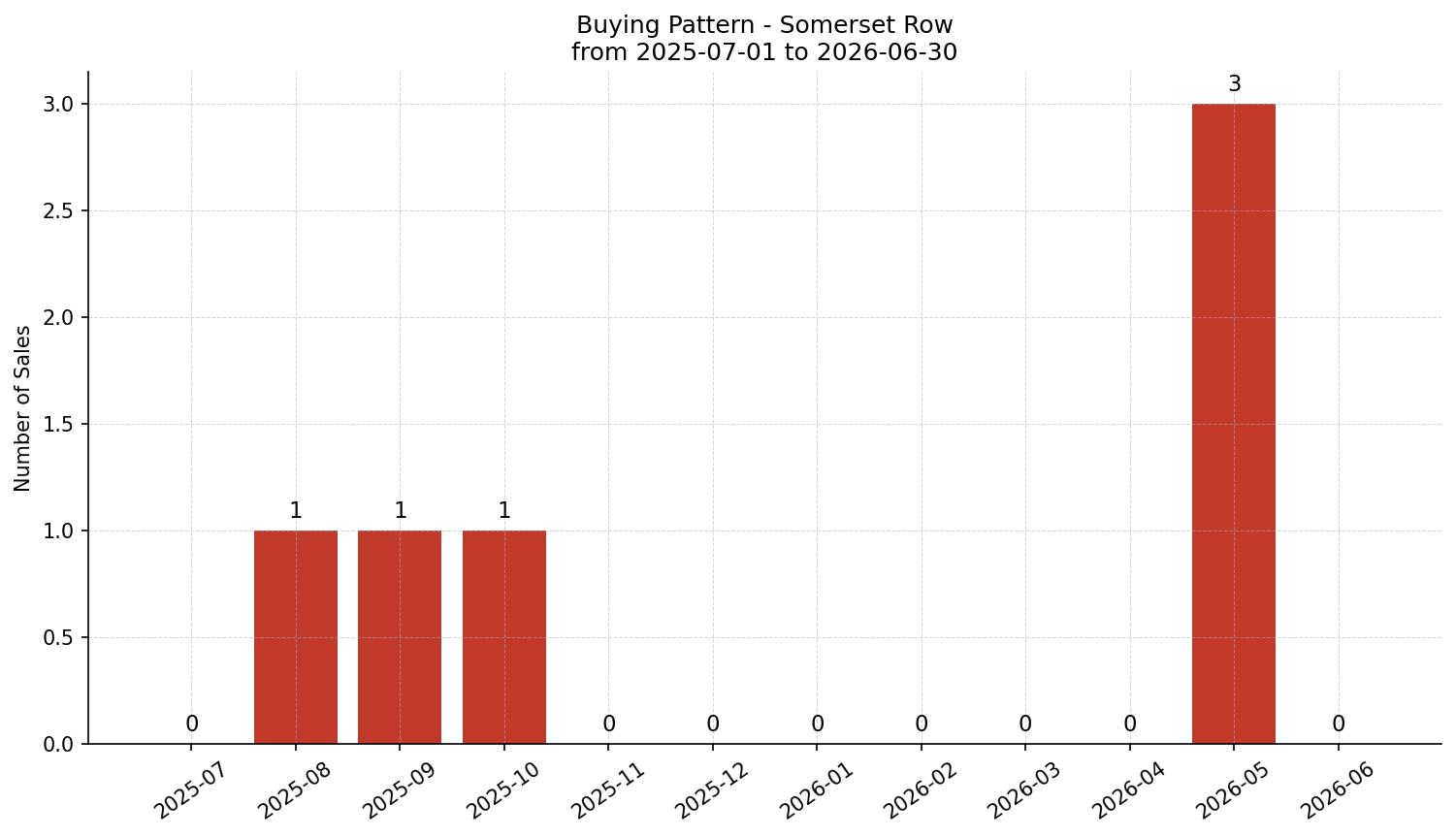 Somerset Row/Townhouse Buying Pattern – last 12 months