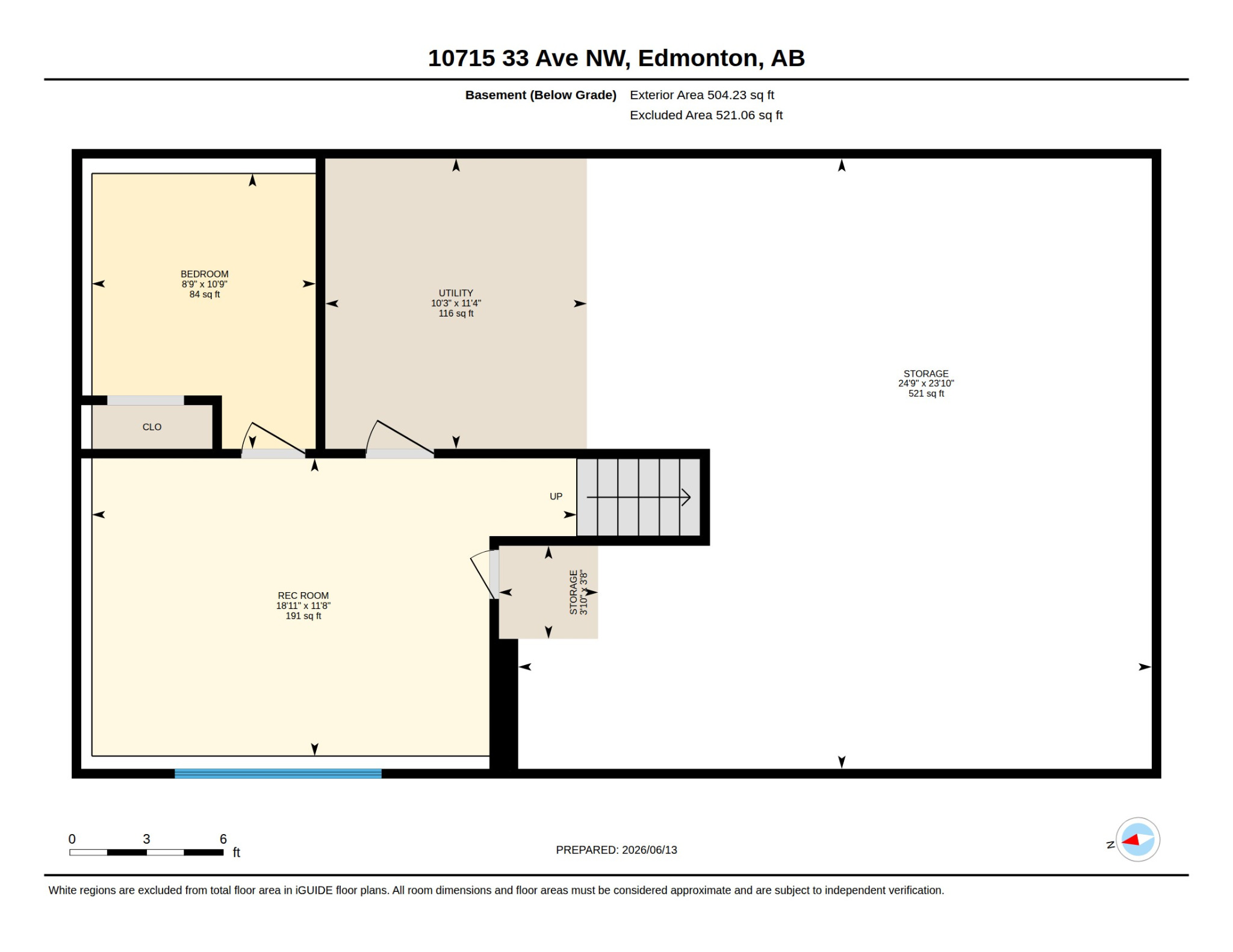 Basement floor plan for 10715 33 Ave NW Edmonton