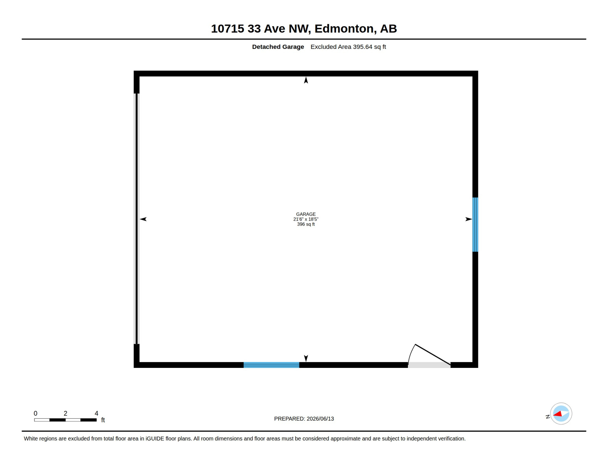 Detached garage floor plan for 10715 33 Ave NW Edmonton