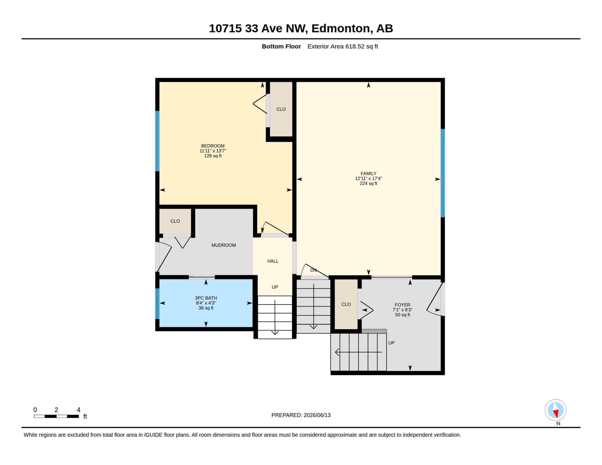 Lower family level floor plan for 10715 33 Ave NW Edmonton