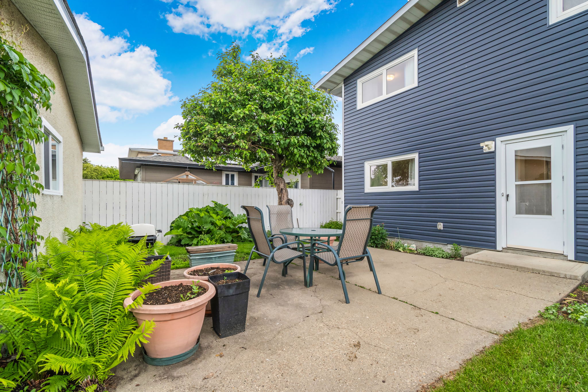 South-facing backyard and patio at 10715 33 Ave NW Edmonton